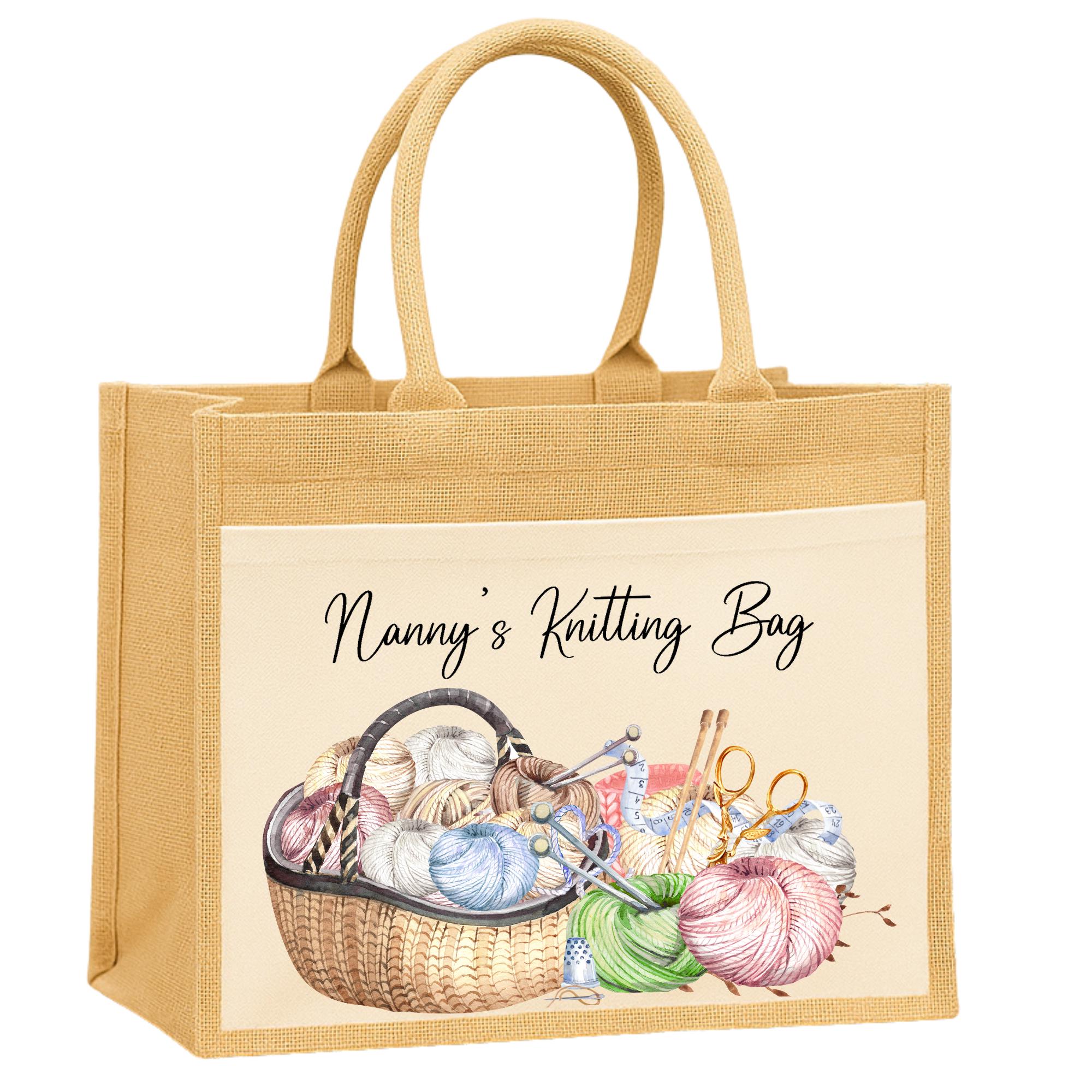 Personalized Knitting Bag: Custom Jute Tote Bag for Yarn Storage - Image 6