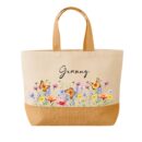 Personalized Floral Butterfly Jute Bag - Grandma Gift Tote