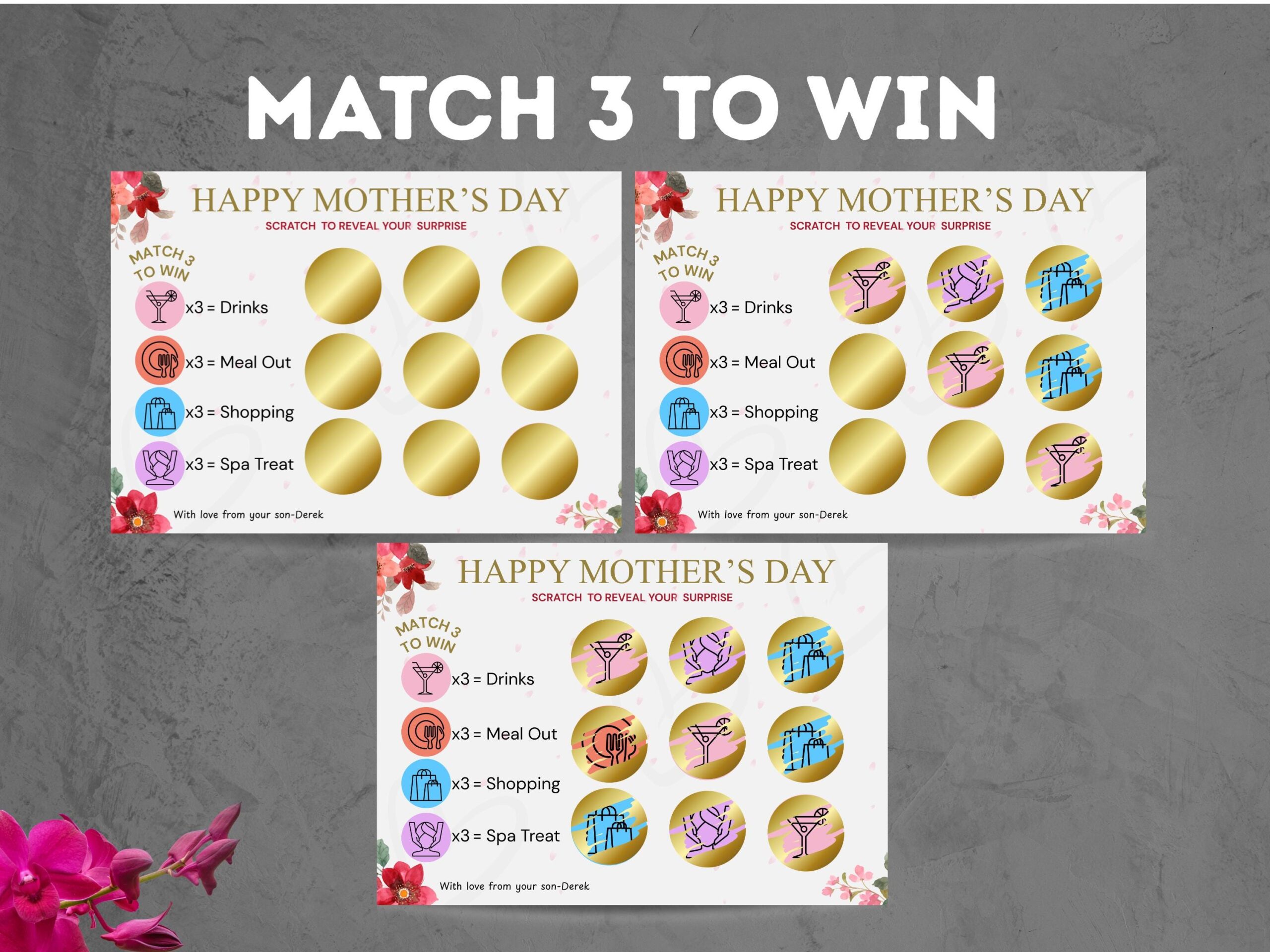 Mothers Day Scratch Card | Match 3 to Win Game | Mum Gift | Scratch to Reveal Surprise | Fun Mother’s Day Card - Image 6