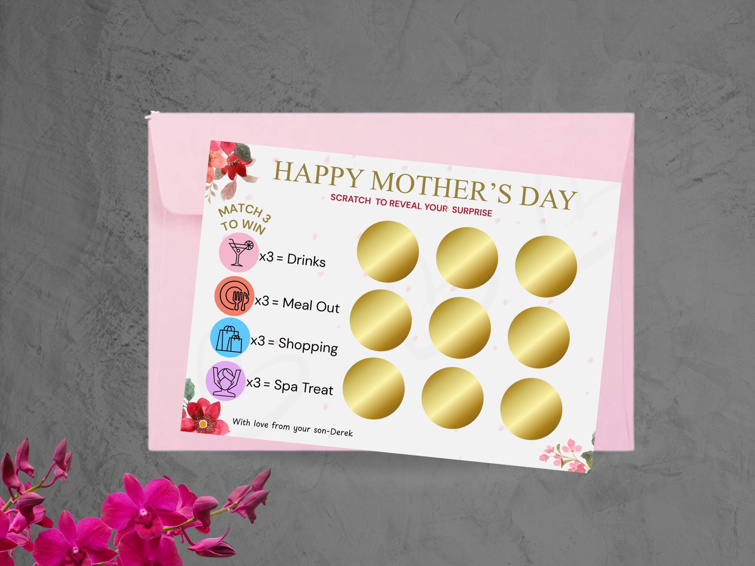 Mothers Day Scratch Card | Match 3 to Win Game | Mum Gift | Scratch to Reveal Surprise | Fun Mother’s Day Card - Image 4