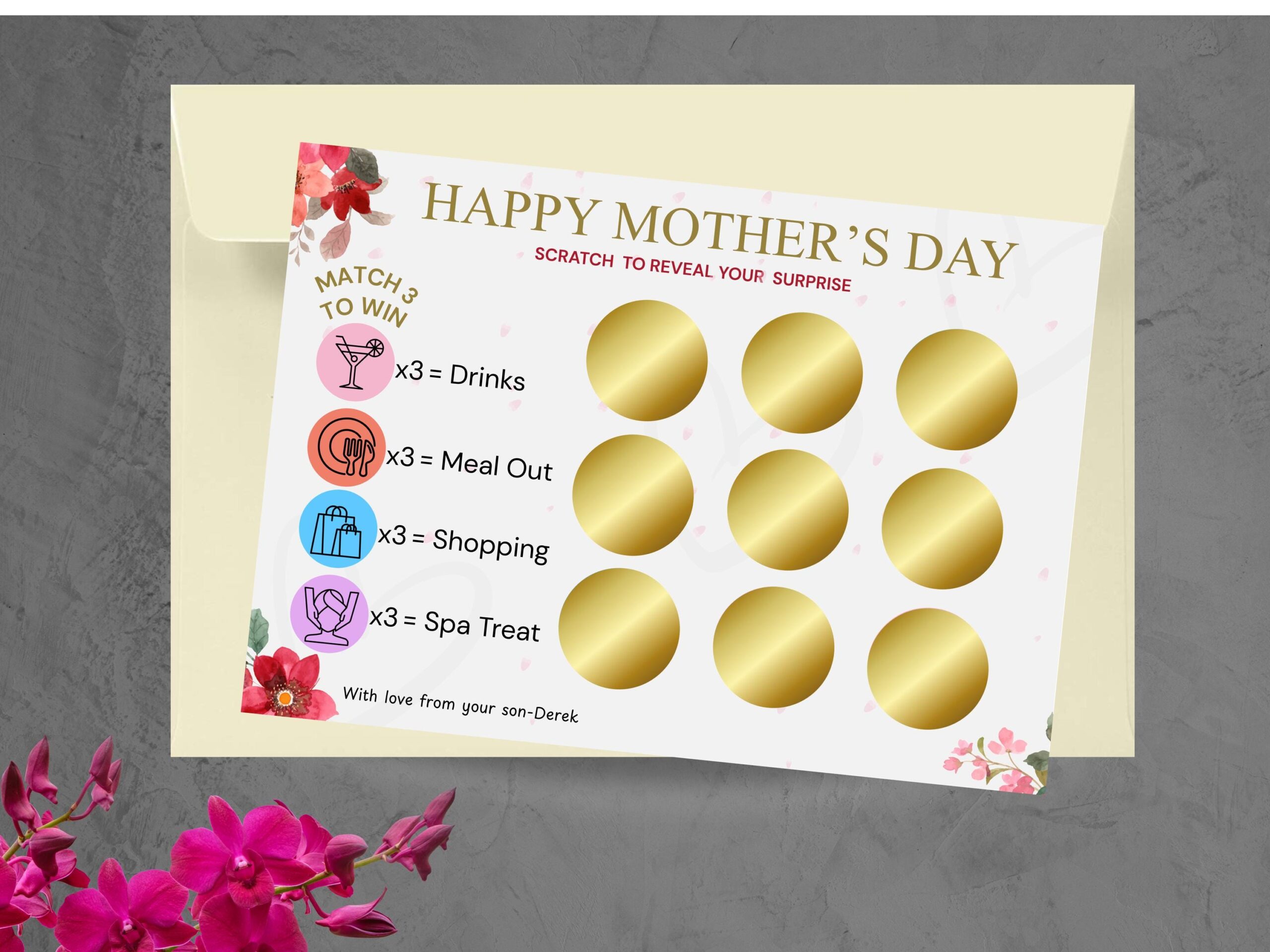 Mothers Day Scratch Card | Match 3 to Win Game | Mum Gift | Scratch to Reveal Surprise | Fun Mother’s Day Card - Image 2