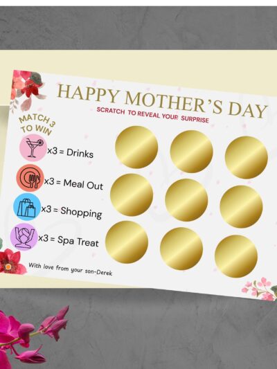 Mothers Day Scratch Card | Match 3 to Win Game | Mum Gift | Scratch to Reveal Surprise | Fun Mother’s Day Card