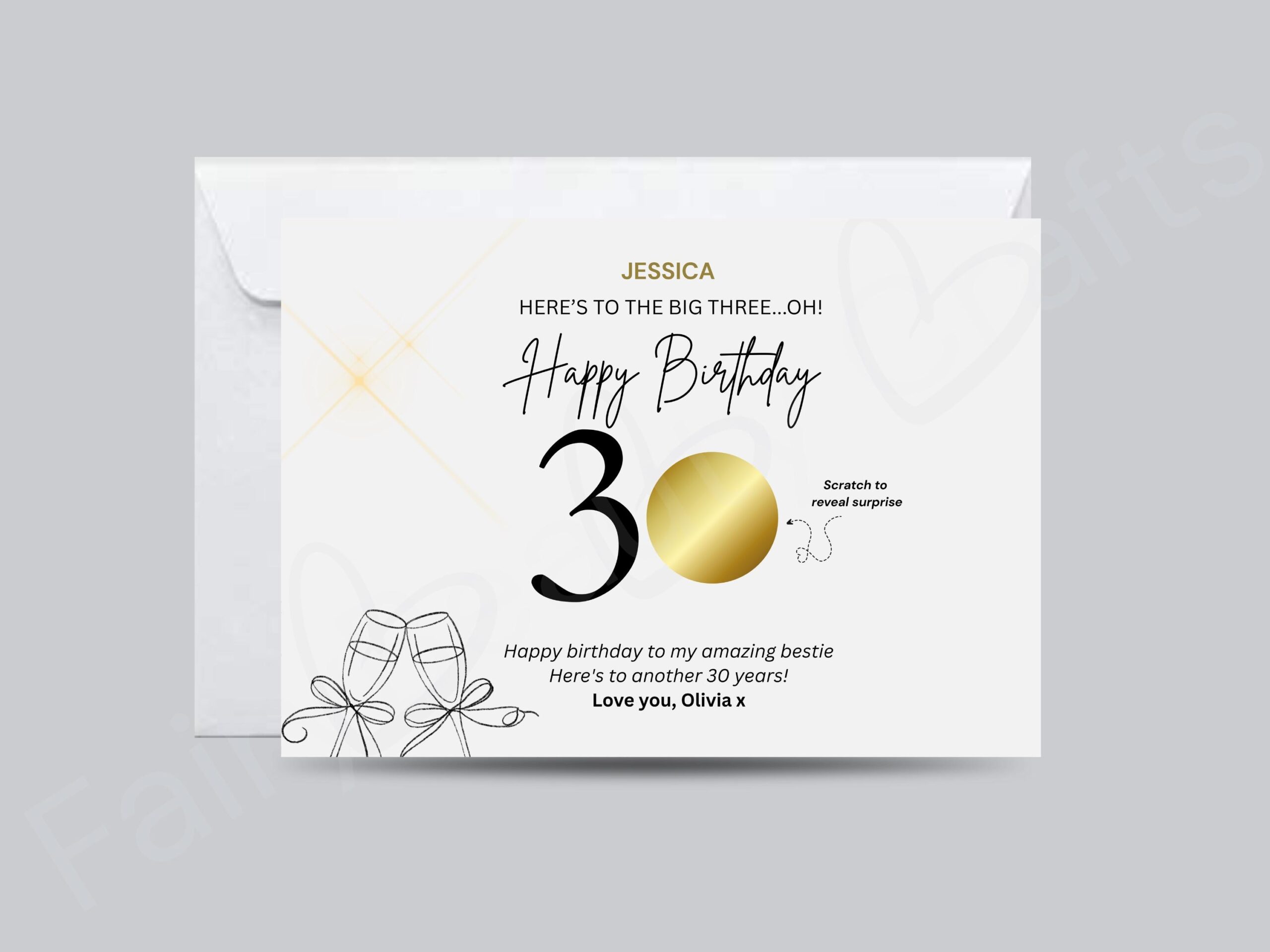Personalised 30th Birthday Scratch Card | Surprise Reveal Gift |Experience Trip or Reveal Card | Unique 30th Birthday Gift for Her or Friend - Image 4