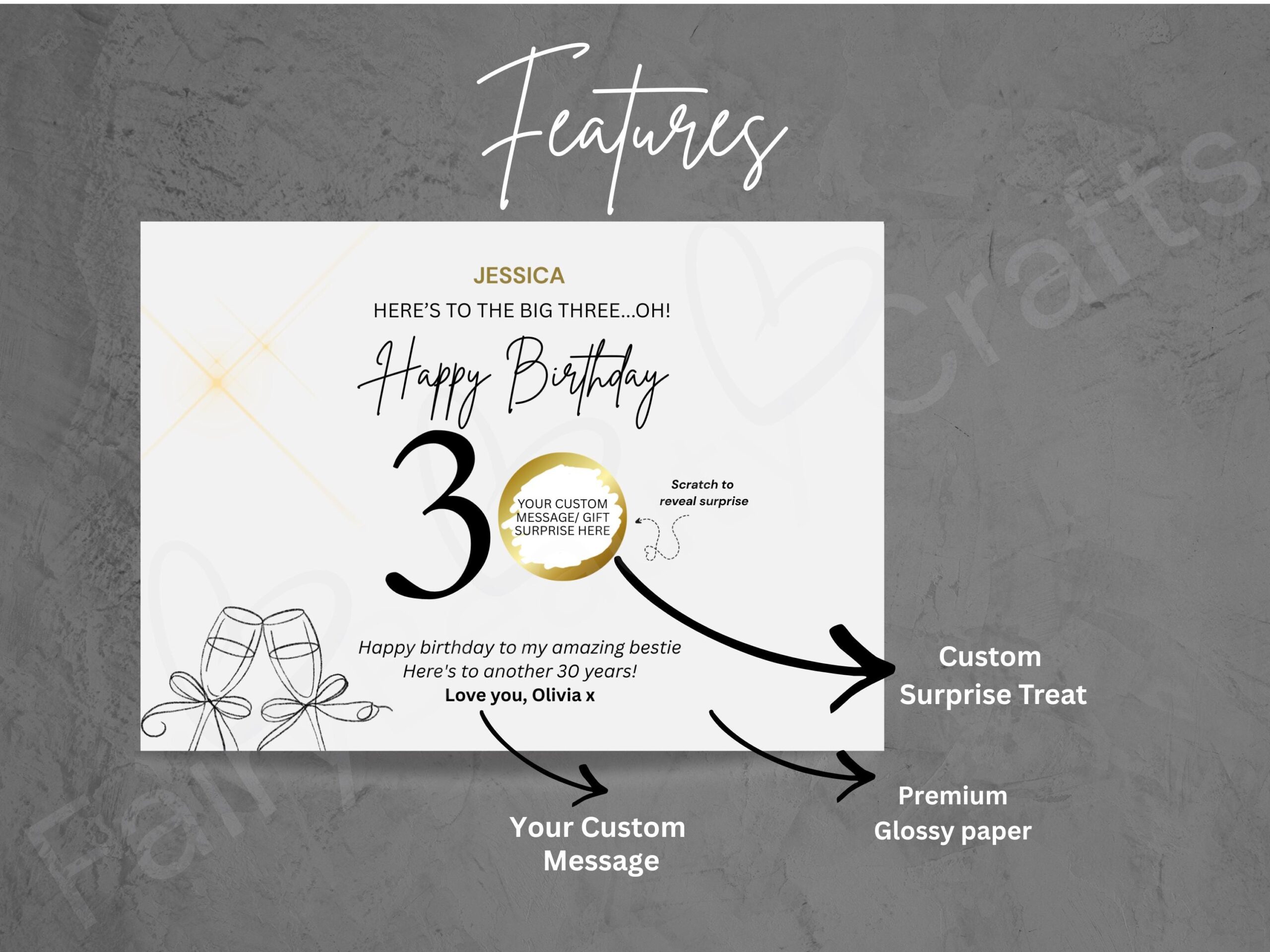 Personalised 30th Birthday Scratch Card | Surprise Reveal Gift |Experience Trip or Reveal Card | Unique 30th Birthday Gift for Her or Friend - Image 8