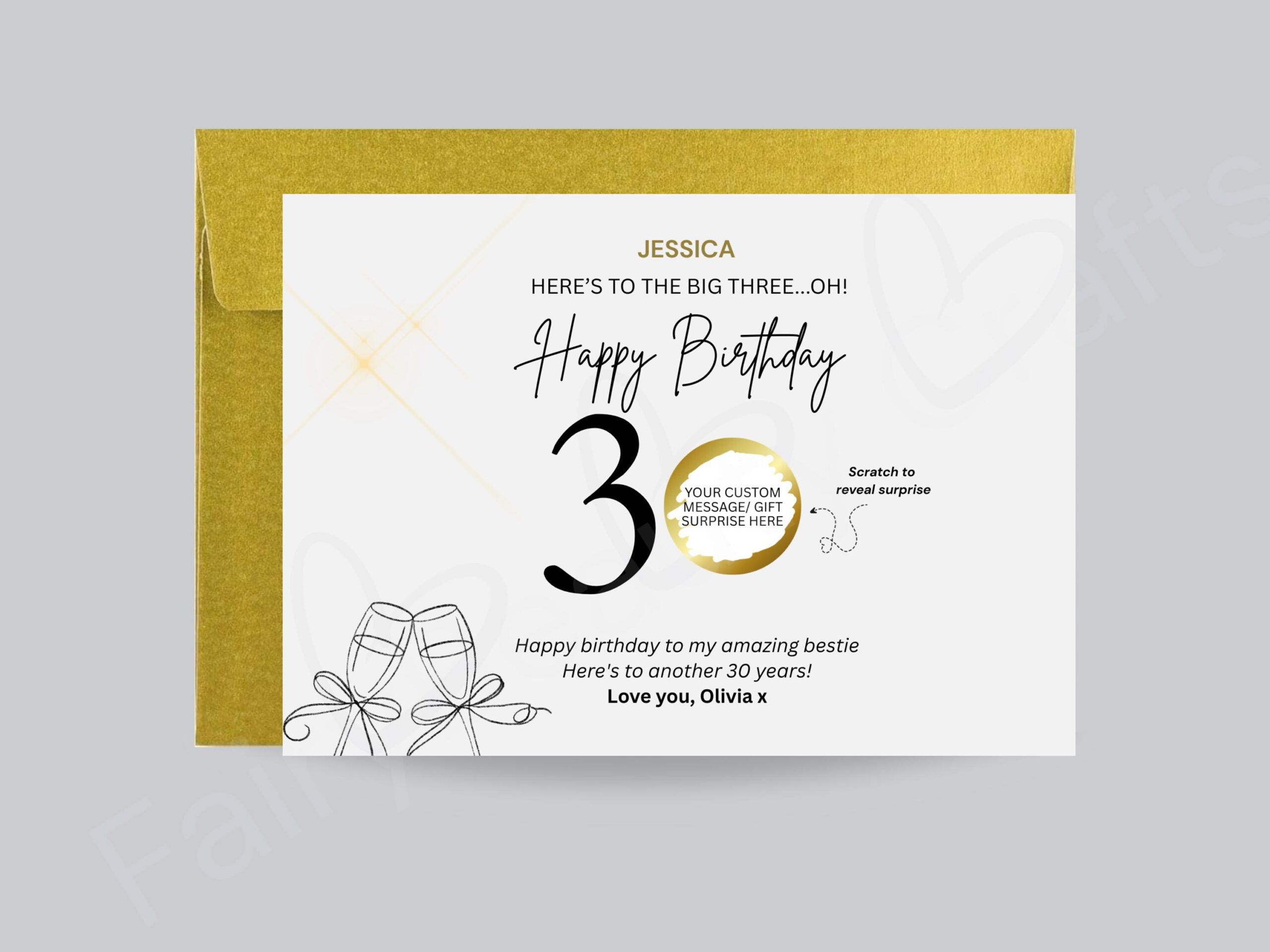 Personalised 30th Birthday Scratch Card | Surprise Reveal Gift |Experience Trip or Reveal Card | Unique 30th Birthday Gift for Her or Friend - Image 2