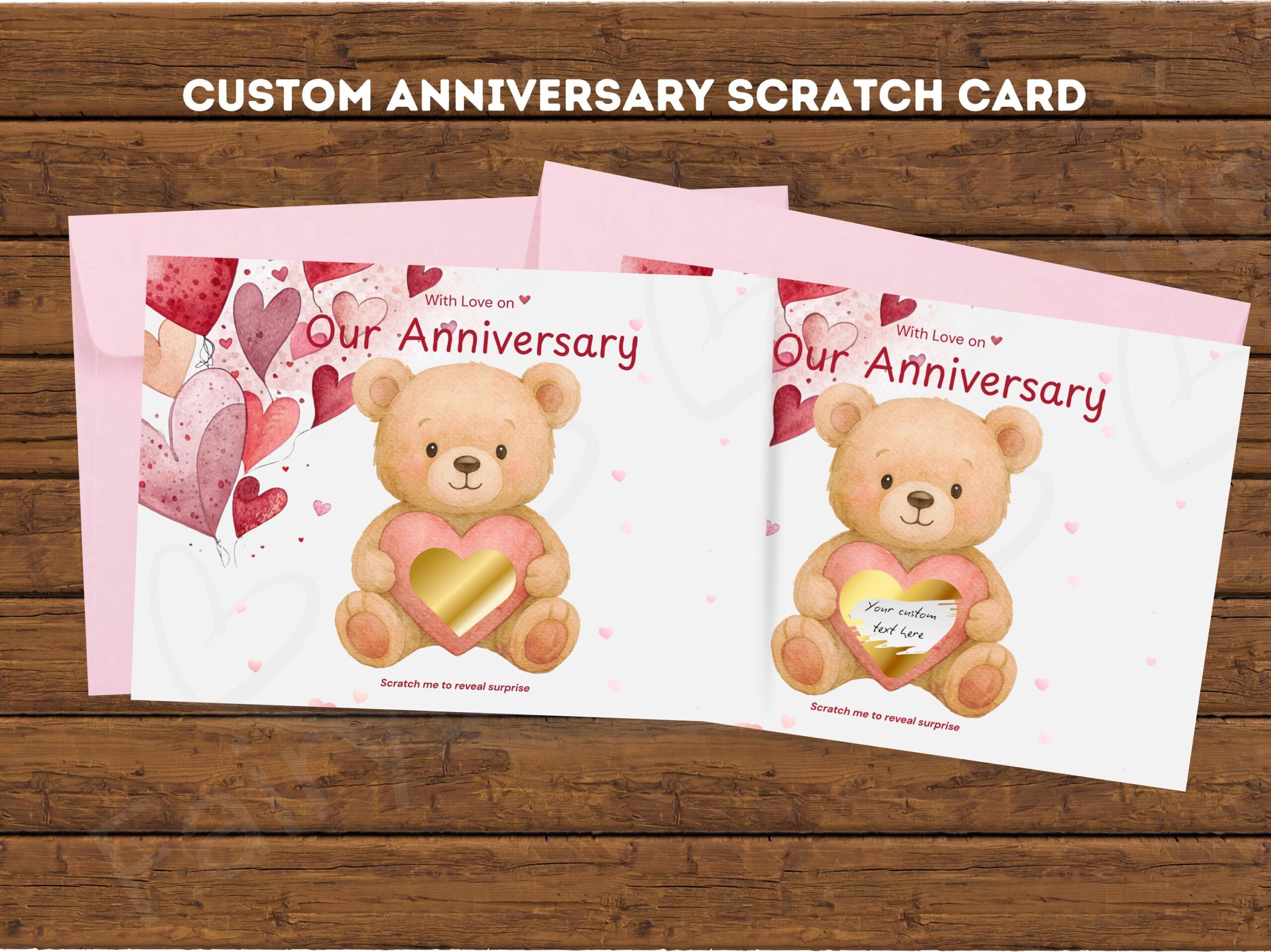 Personalised Anniversary Scratch Card | Romantic Scratch Off Gift for Partner | Custom Surprise Card | Anniversary Gift for Husband or Wife