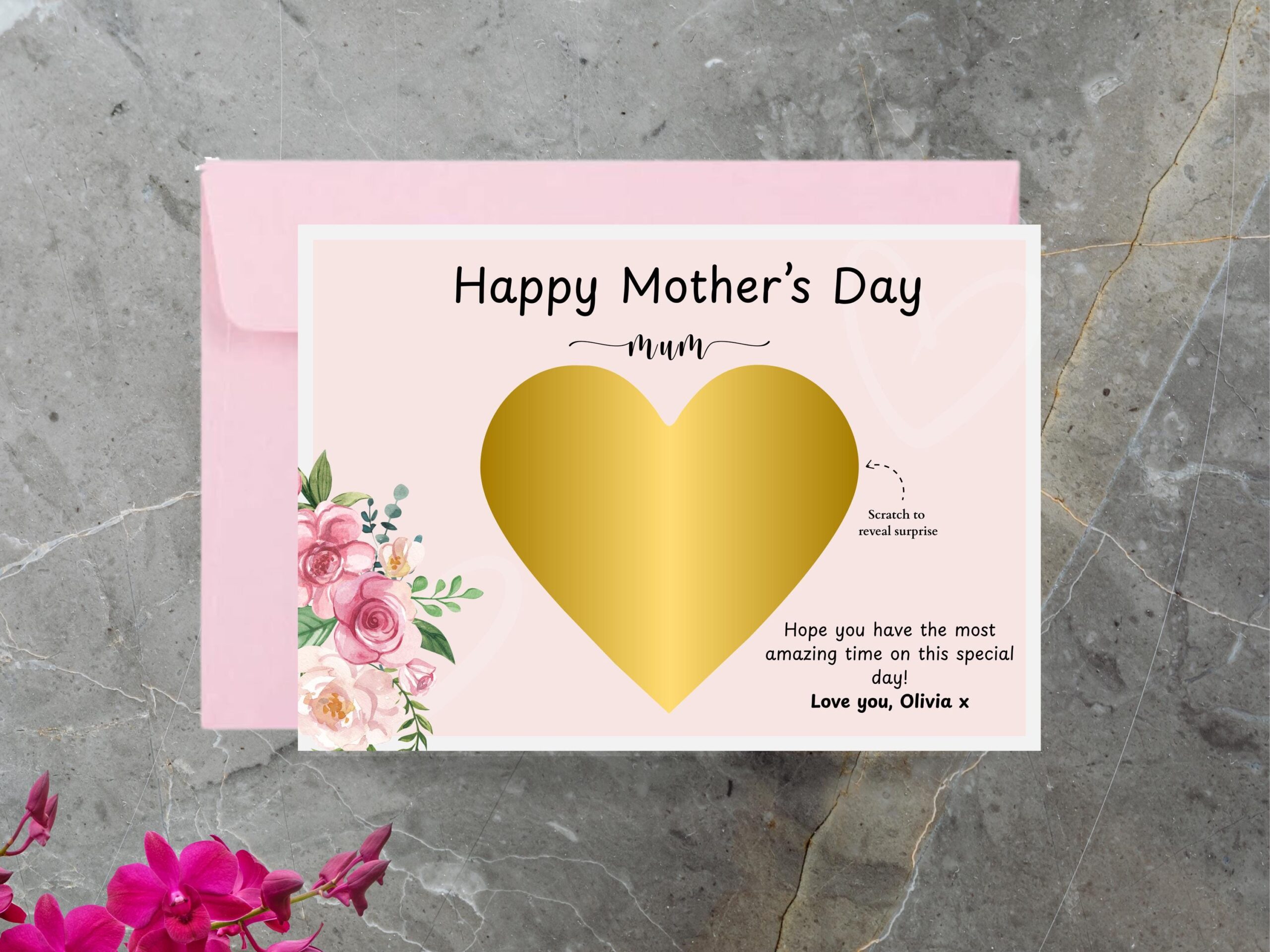 Personalised Mother’s Day Scratch Card | Surprise Reveal Gift | Custom Experience Card for Mum | Trip Reveal, Spa Day, Holiday Gift