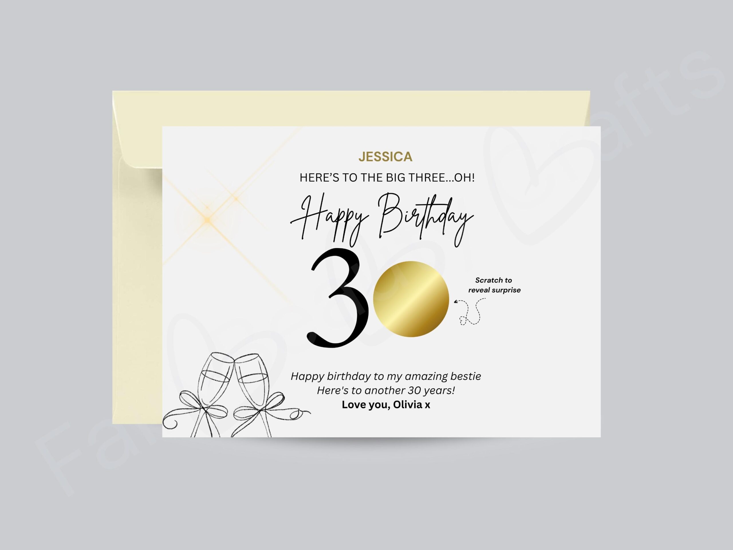 Personalised 30th Birthday Scratch Card | Surprise Reveal Gift |Experience Trip or Reveal Card | Unique 30th Birthday Gift for Her or Friend - Image 3