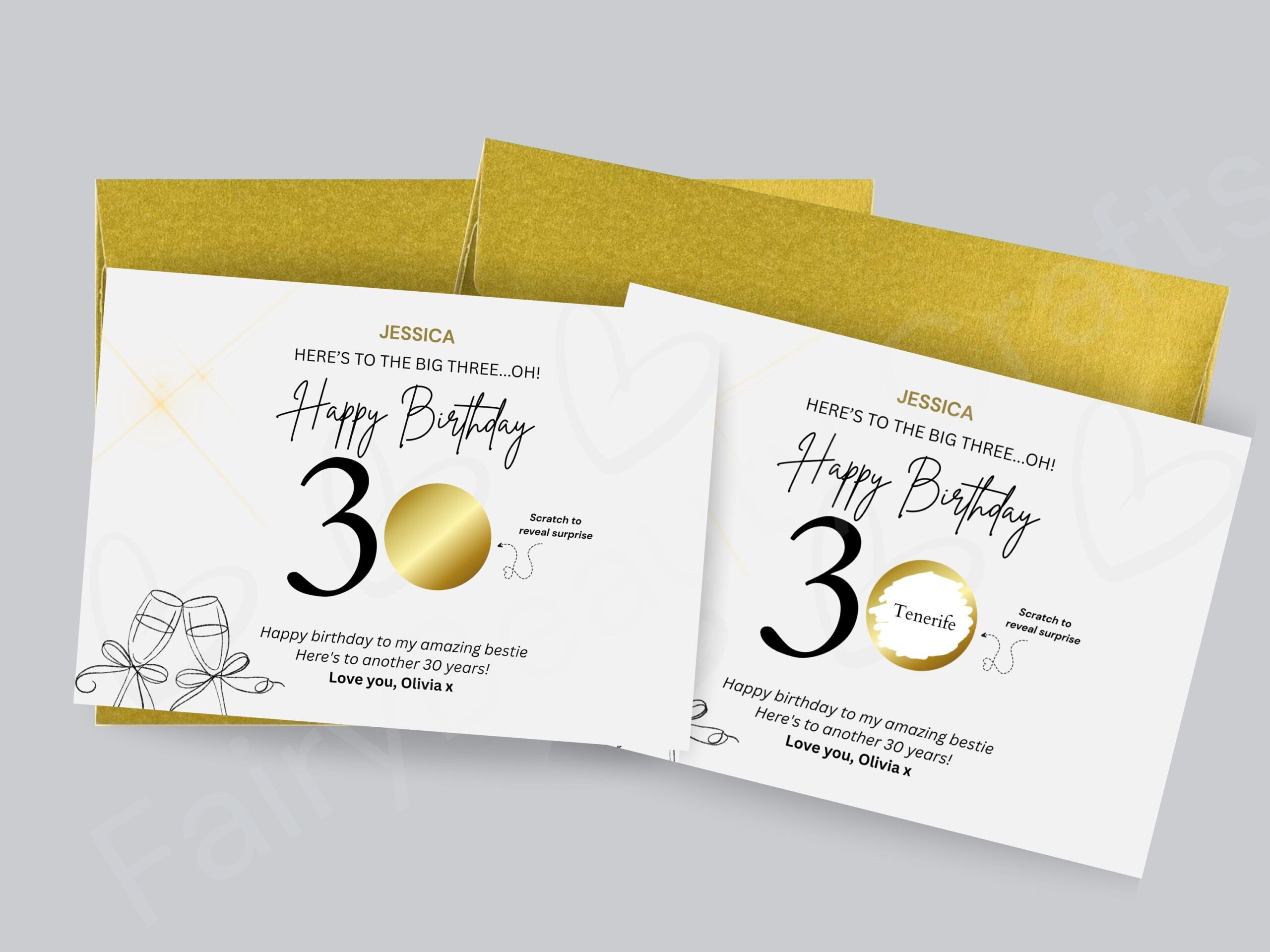 Personalised 30th Birthday Scratch Card | Surprise Reveal Gift |Experience Trip or Reveal Card | Unique 30th Birthday Gift for Her or Friend