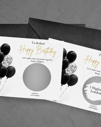 Personalised Birthday Scratch Card for Him | Surprise Trip or Experience gift| Luxury Black and Gold Birthday Gift | Custom Scratch Off Card