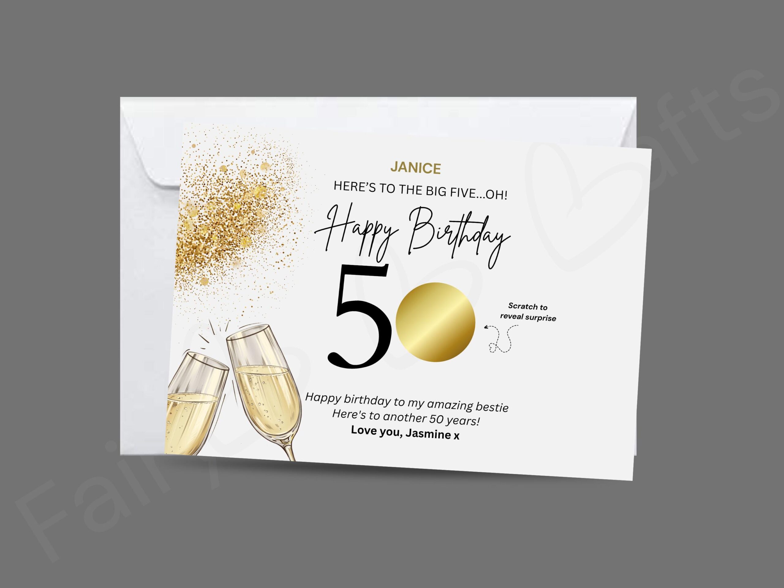 Personalised 50th Birthday Scratch Card | Surprise Trip Reveal | Luxury Gold Birthday Gift for Her | Milestone 50th Birthday Gift - Image 4