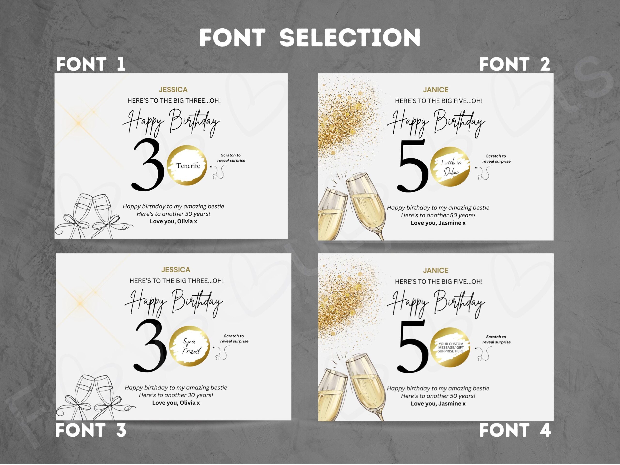 Personalised 50th Birthday Scratch Card | Surprise Trip Reveal | Luxury Gold Birthday Gift for Her | Milestone 50th Birthday Gift - Image 6