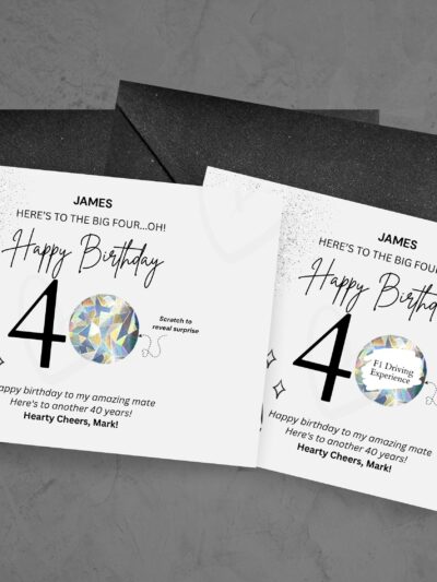 Personalised 40th Birthday Scratch Card for Him | Surprise or Trip Reveal | Unique 40th Birthday Gift | Milestone Birthday Scratch Off Card