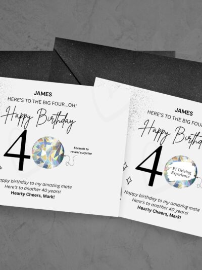 Personalised 40th Birthday Scratch Card for Him | Surprise or Trip Reveal | Unique 40th Birthday Gift | Milestone Birthday Scratch Off Card