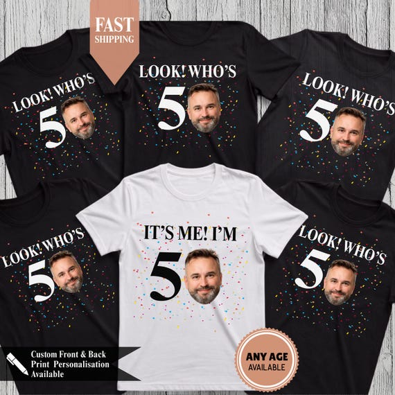Custom 50th Birthday T-Shirt 2026, Custom 50th Birthday Photo T-Shirts: Matching Party Group Shirts, Group birthday T-shirts, Face Shirt