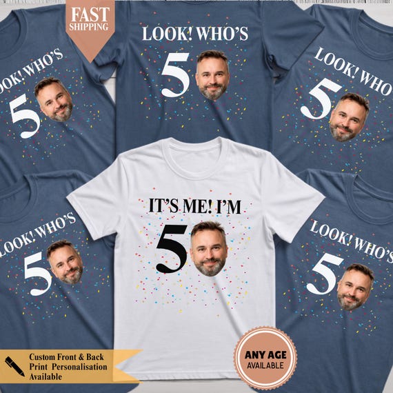 Custom 50th Birthday T-Shirt 2026, Custom 50th Birthday Photo T-Shirts: Matching Party Group Shirts, Group birthday T-shirts, Face Shirt - Image 2