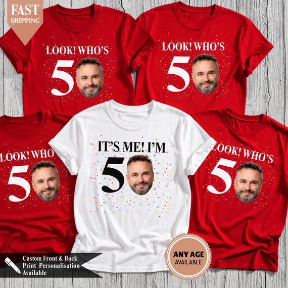 Custom 50th Birthday T-Shirt 2026, Custom 50th Birthday Photo T-Shirts: Matching Party Group Shirts, Group birthday T-shirts, Face Shirt - Image 3