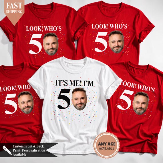 Personalised Group Birthday Shirts, Custom Photo Face T-Shirt, Matching Birthday Crew Tees, Group Party Tops, Milestone Birthday Gift