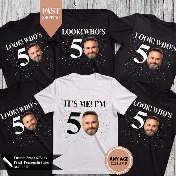 Personalised Group Birthday Shirts, Custom Photo Face T-Shirt, Matching Birthday Crew Tees, Group Party Tops, Milestone Birthday Gift - Image 3