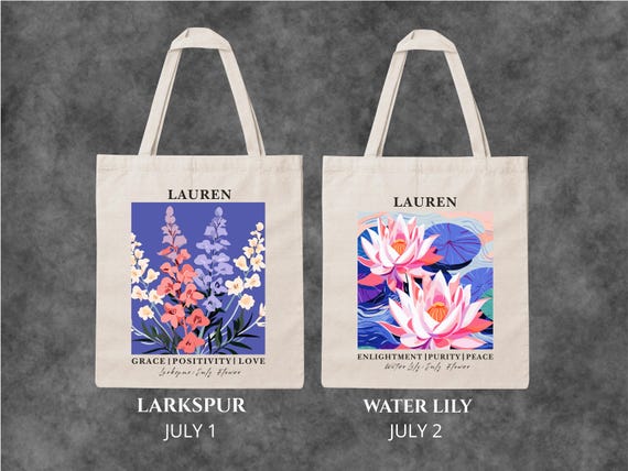 Personalized Birth Month Flower Tote Bag, Custom Birthday Gift for Her, Custom wildflower gifts for Women, Specialized Bride Bridesmaid Tote - Image 10