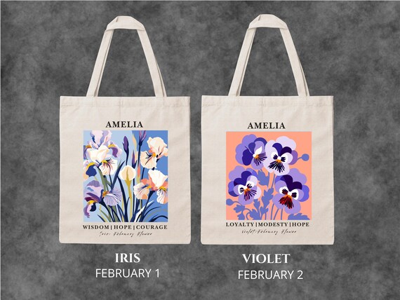 Personalized Birth Month Flower Tote Bag, Custom Birthday Gift for Her, Custom wildflower gifts for Women, Specialized Bride Bridesmaid Tote - Image 5