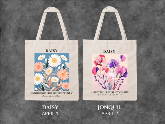 Personalized Birth Month Flower Tote Bag, Custom Birthday Gift for Her, Custom wildflower gifts for Women, Specialized Bride Bridesmaid Tote - Image 7