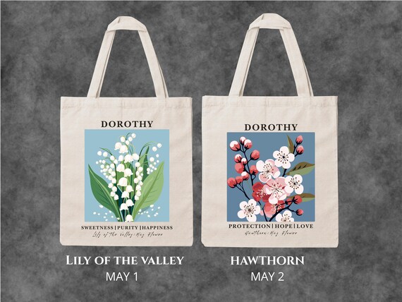 Personalized Birth Month Flower Tote Bag, Custom Birthday Gift for Her, Custom wildflower gifts for Women, Specialized Bride Bridesmaid Tote - Image 8